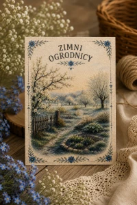 Pocztówka "Zimni Ogrodnicy" - ilustracja inspirowana tradycją ludową
